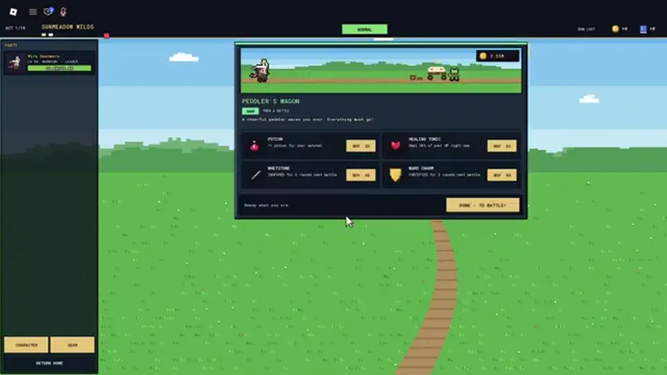 A choice of path cards in front of a character.